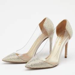 Le Silla Metallic Gold Suede And PVC Crystal Embellished Pumps Size 37