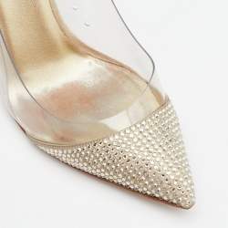 Le Silla Metallic Gold Suede And PVC Crystal Embellished Pumps Size 37