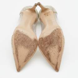 Le Silla Metallic Gold Suede And PVC Crystal Embellished Pumps Size 37