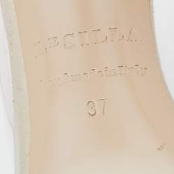 Le Silla Metallic Gold Suede And PVC Crystal Embellished Pumps Size 37