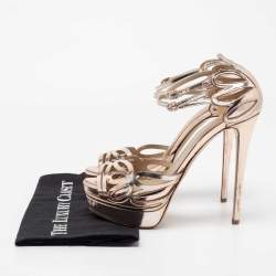 Le Silla Metallic Gold Leather Strappy Platform Sandals Size 39
