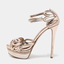 Le Silla Metallic Gold Leather Strappy Platform Sandals Size 39