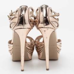 Le Silla Metallic Gold Leather Strappy Platform Sandals Size 39