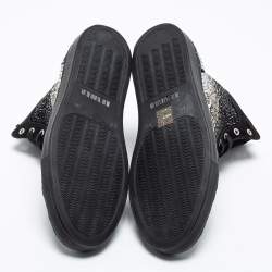 Pre Owned Le Silla Black Suede Crystal Embellished High Top Sneakers Size 38