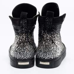 Pre Owned Le Silla Black Suede Crystal Embellished High Top Sneakers Size 38