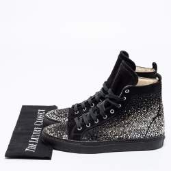 Pre Owned Le Silla Black Suede Crystal Embellished High Top Sneakers Size 38