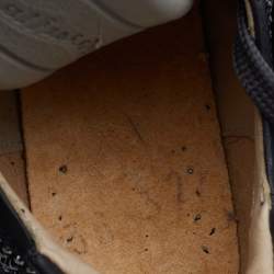 Pre Owned Le Silla Dark Grey Suede And Leather Crystal Embellished Low Top Sneakers Size 36