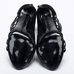 Pre Owned Le Silla Black Suede And Leather Strappy Sandals Size 39.5