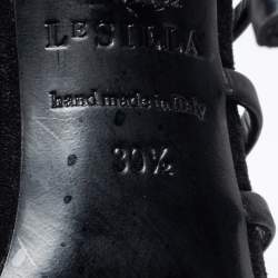 Pre Owned Le Silla Black Suede And Leather Strappy Sandals Size 39.5