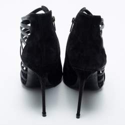 Pre Owned Le Silla Black Suede And Leather Strappy Sandals Size 39.5