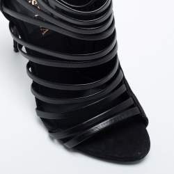 Pre Owned Le Silla Black Suede And Leather Strappy Sandals Size 39.5