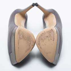 Le Silla Grey Leather Platform Pumps Size 35