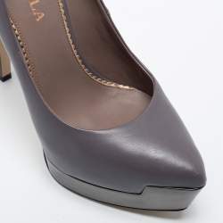 Le Silla Grey Leather Platform Pumps Size 35