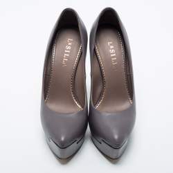 Le Silla Grey Leather Platform Pumps Size 35