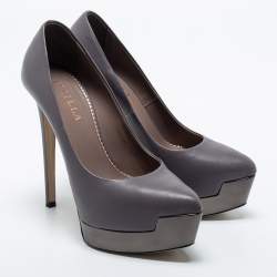 Le Silla Grey Leather Platform Pumps Size 35