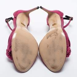 Le Silla Metallic Pink Fabric Ankle Strap Sandals Size 38
