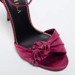 Le Silla Metallic Pink Fabric Ankle Strap Sandals Size 38