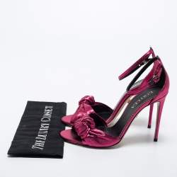 Le Silla Metallic Pink Fabric Ankle Strap Sandals Size 38