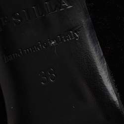 Pre Owned Le Silla Black Velvet Pointed Toe Knee Length Boots Size 38