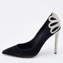 Le Silla Black Suede Crystal Embellished Pumps Size 38.5