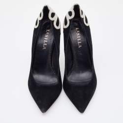 Le Silla Black Suede Crystal Embellished Pumps Size 38.5