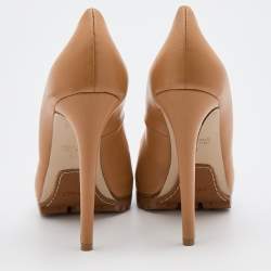 Le Silla Brown Leather Pointed Toe Platform Pumps Size 37