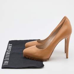 Le Silla Brown Leather Pointed Toe Platform Pumps Size 37