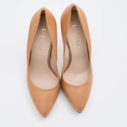 Le Silla Brown Leather Pointed Toe Platform Pumps Size 37