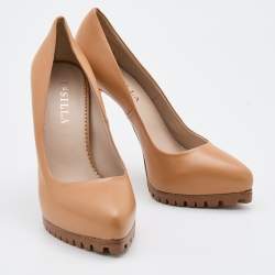 Le Silla Brown Leather Pointed Toe Platform Pumps Size 37