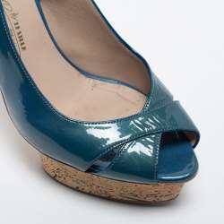 Le Silla Blue Patent Leather Slingback Sandals Size 41
