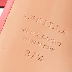 Pre Owned Le Silla Neon Pink Leather Platform Ankle Strap Sandals Size 37.5