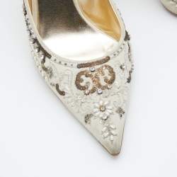 Le Silla Off White Suede Crystal Embellished Pointed Toe Pumps Size 40