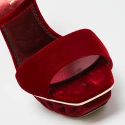 Le Silla Red Velvet Ankle Strap Platform Sandals Size 40