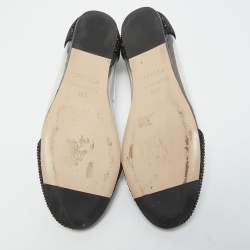 Le Silla Black Crystal Embellished Leather and PVC Ballet Flats Size 38.5