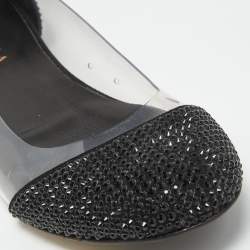 Le Silla Black Crystal Embellished Leather and PVC Ballet Flats Size 38.5