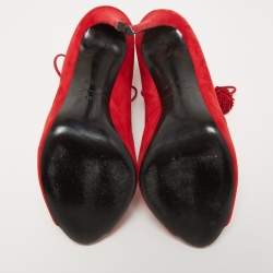 Le Silla Red Suede Lace Up Peep Toe Ankle Boots Size 40