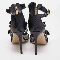 Pre Owned Le Silla Black Leather Ankle Strap Sandals Size 37