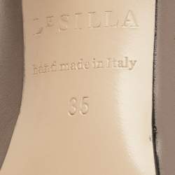 Pre Owned Le Silla Grey Leather Caged Lace Up Ankle Boots Size 35