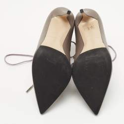 Pre Owned Le Silla Grey Leather Caged Lace Up Ankle Boots Size 35