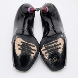 Le Silla Black Leather Peep Toe Pumps Size 38