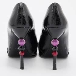 Le Silla Black Leather Peep Toe Pumps Size 38