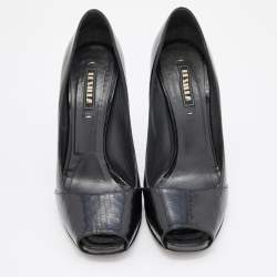 Le Silla Black Leather Peep Toe Pumps Size 38
