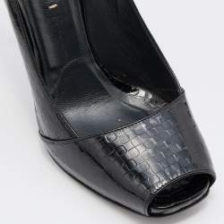 Le Silla Black Leather Peep Toe Pumps Size 38