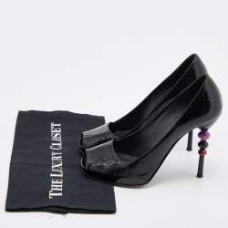 Le Silla Black Leather Peep Toe Pumps Size 38