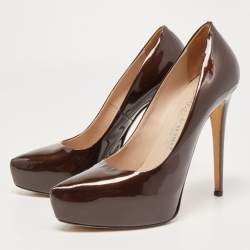 Le Silla Brown Patent Leather Pumps Size 38