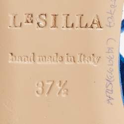 Le Silla Blue Suede Beaded Ankle Tie Ballet Flats Size 37.5