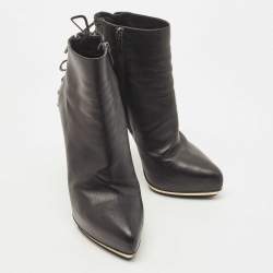 Pre Owned Le Silla Black Leather Ankle Boots Size 39