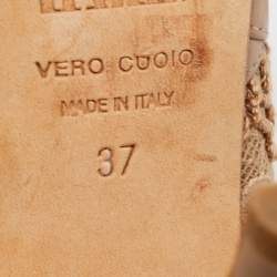 Pre Owned Le Silla Brown Leather and Mesh Strappy Sandals Size 37