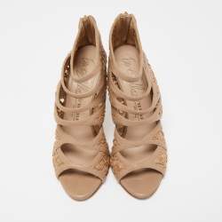 Pre Owned Le Silla Brown Leather and Mesh Strappy Sandals Size 37