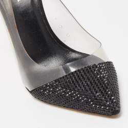 Le Silla Black Crystal Embellished Leather and PVC Pointed Toe Pumps Size 40